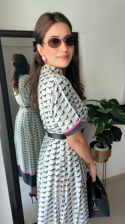 Horse Printed Vintage Dress