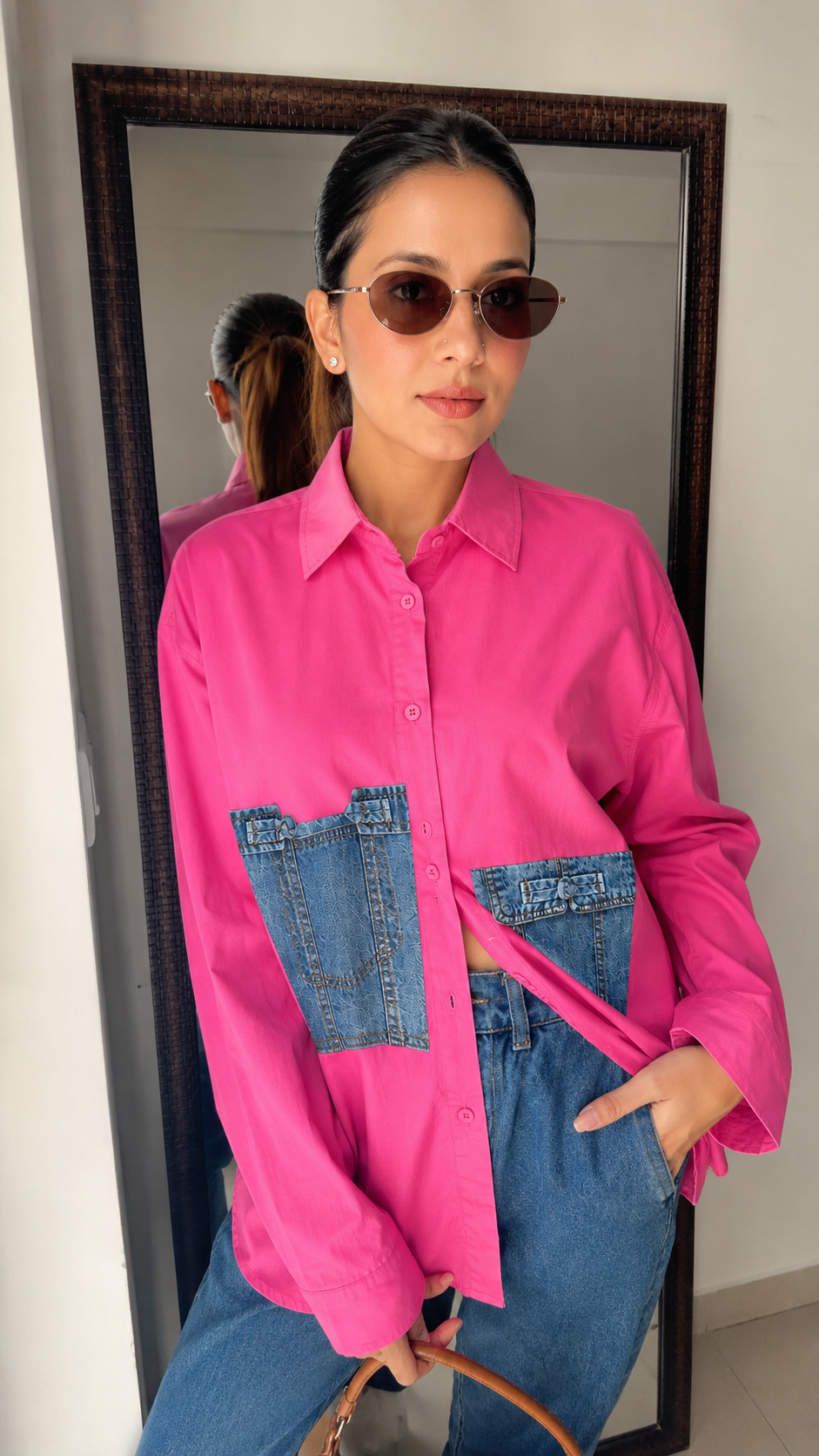 Poplin Denim Patch Shirt