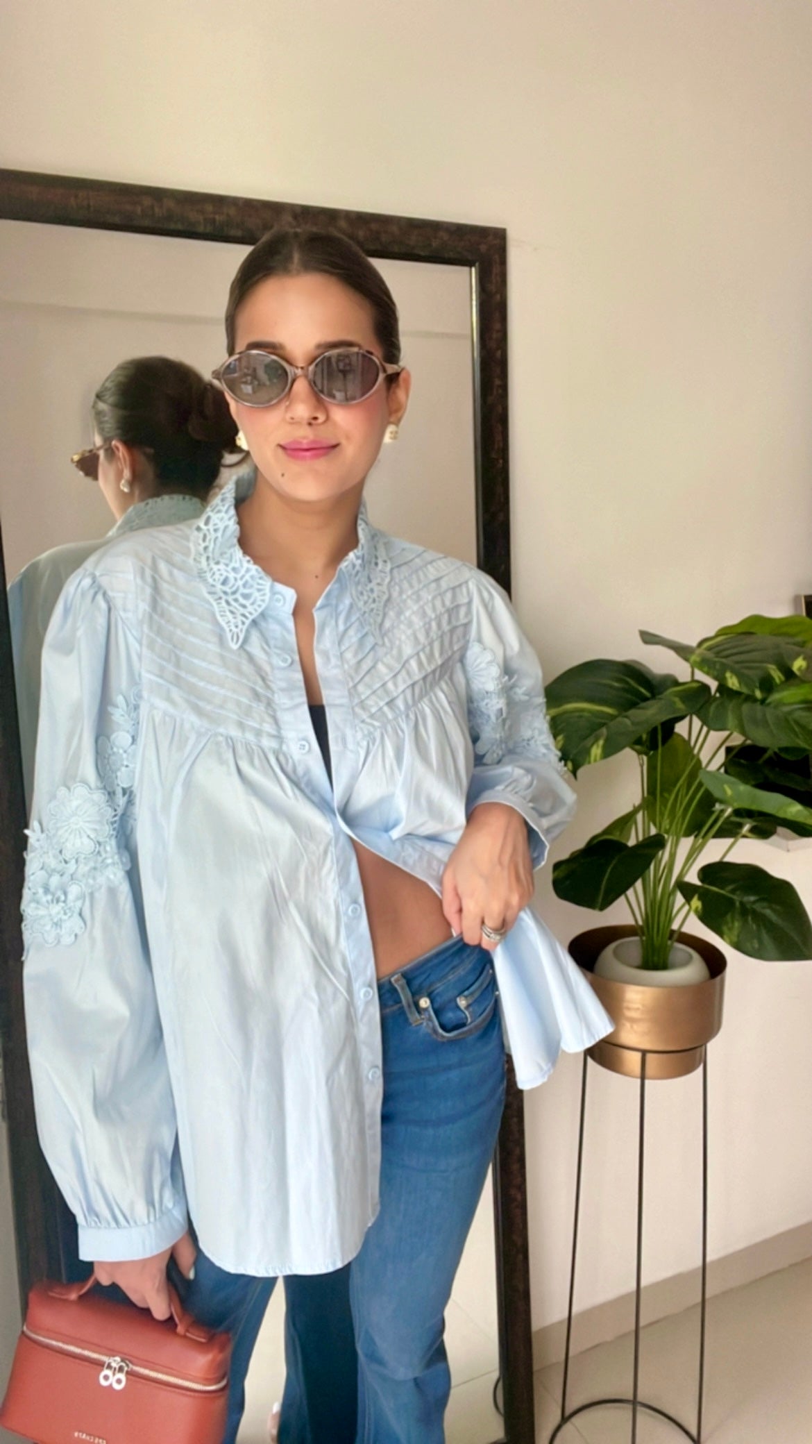 Poplin Lace Eplique Shirt