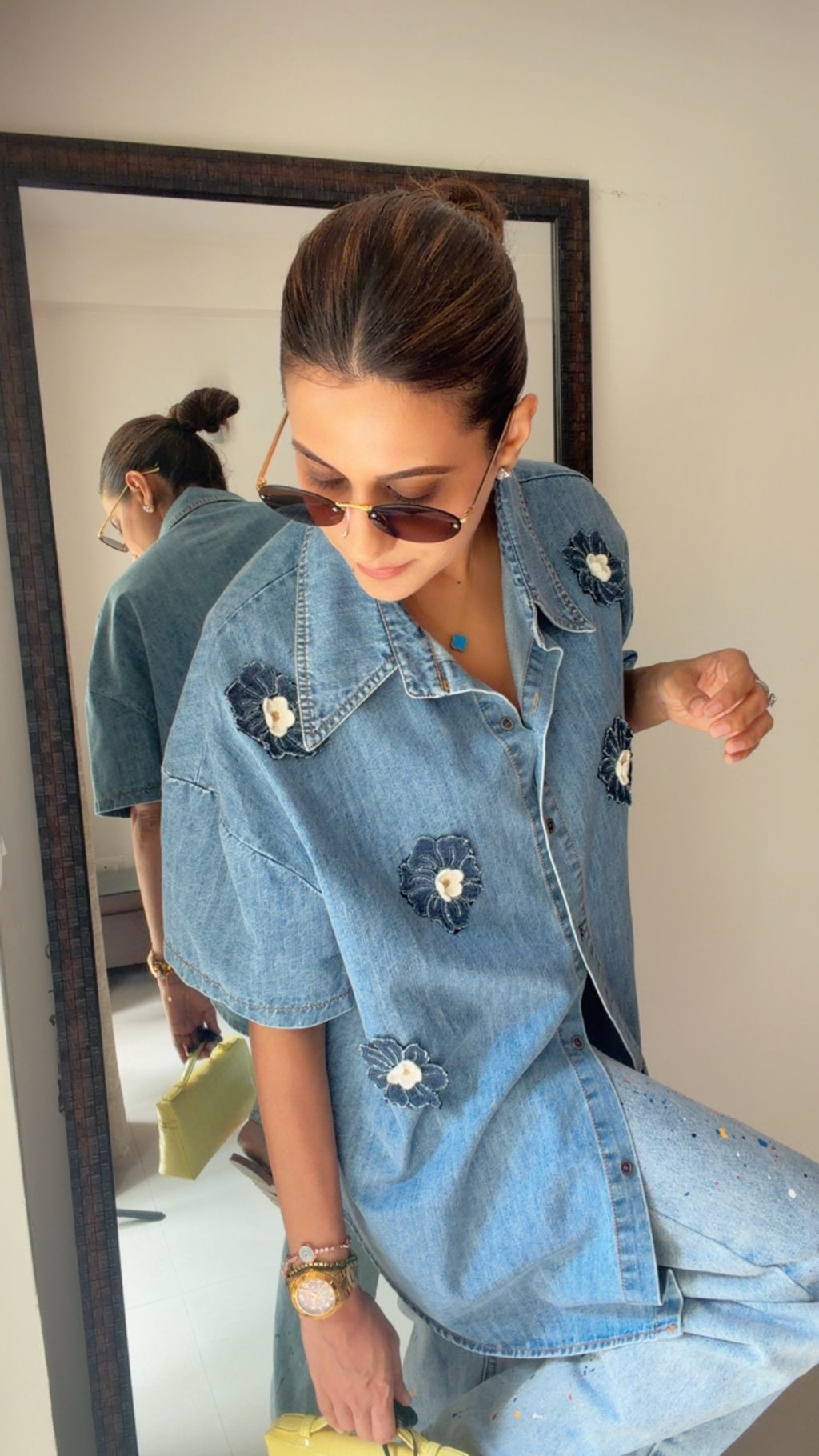 Bloom Embroidered Denim Shirt