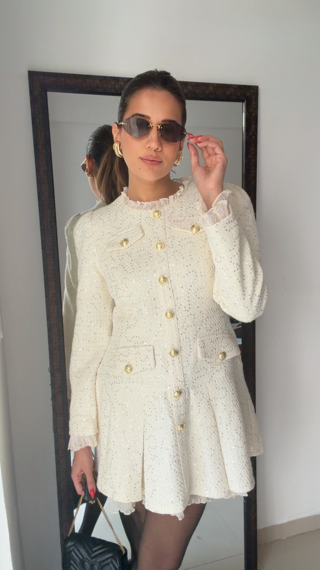 Sequin Embedded Tweed Fall Dress