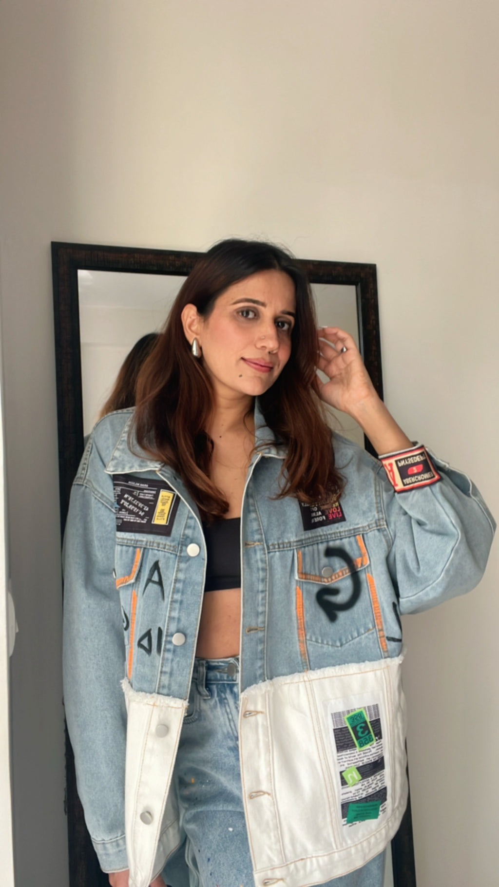 Dual Denim Oversized Fall Jacket