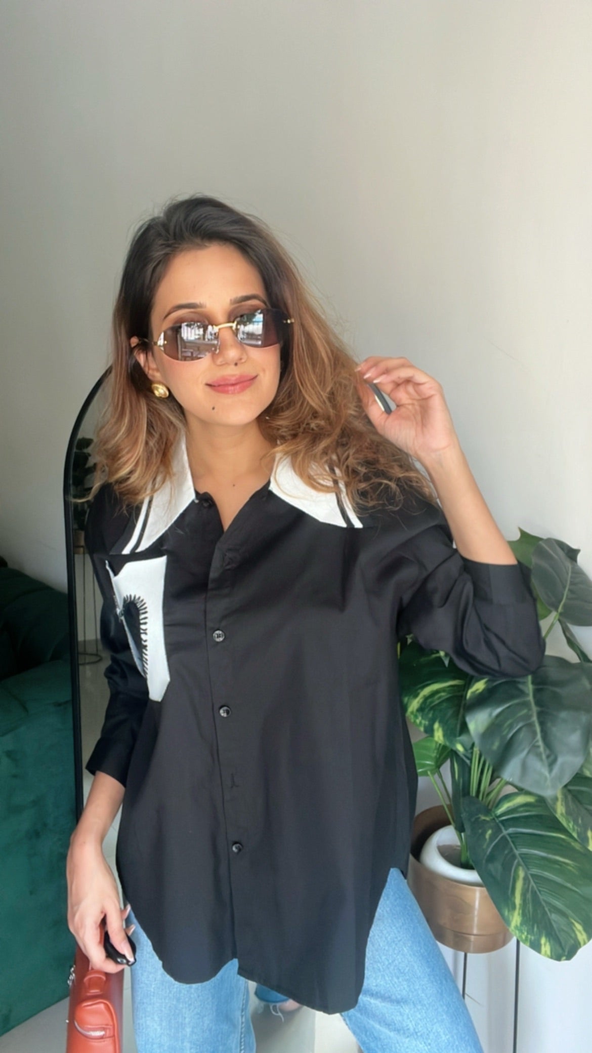 Heart Knit poplin Shirt