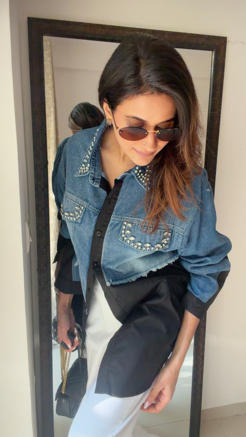 Studded Denim Poplin Shirt