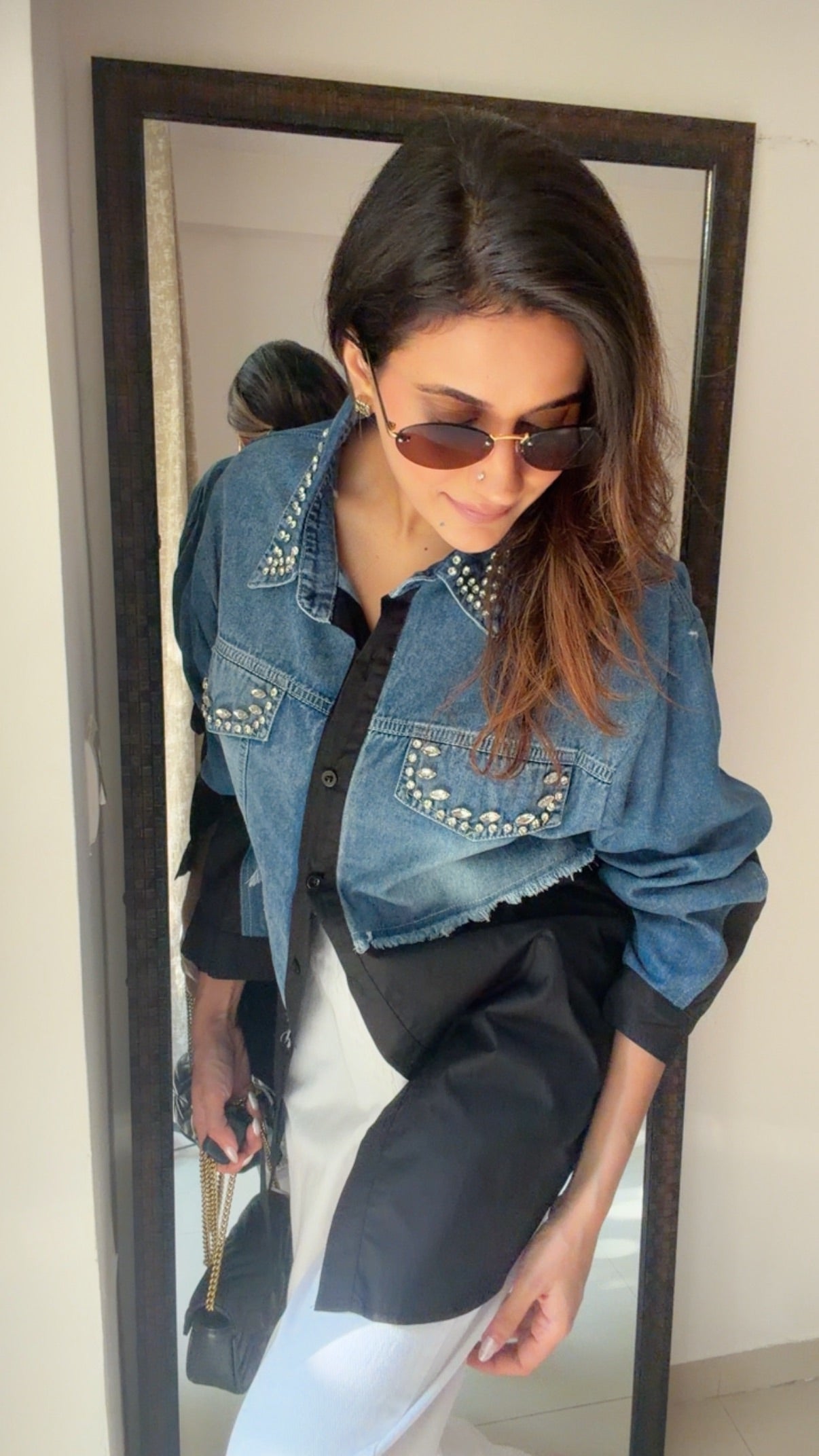 Studded Denim Poplin Shirt