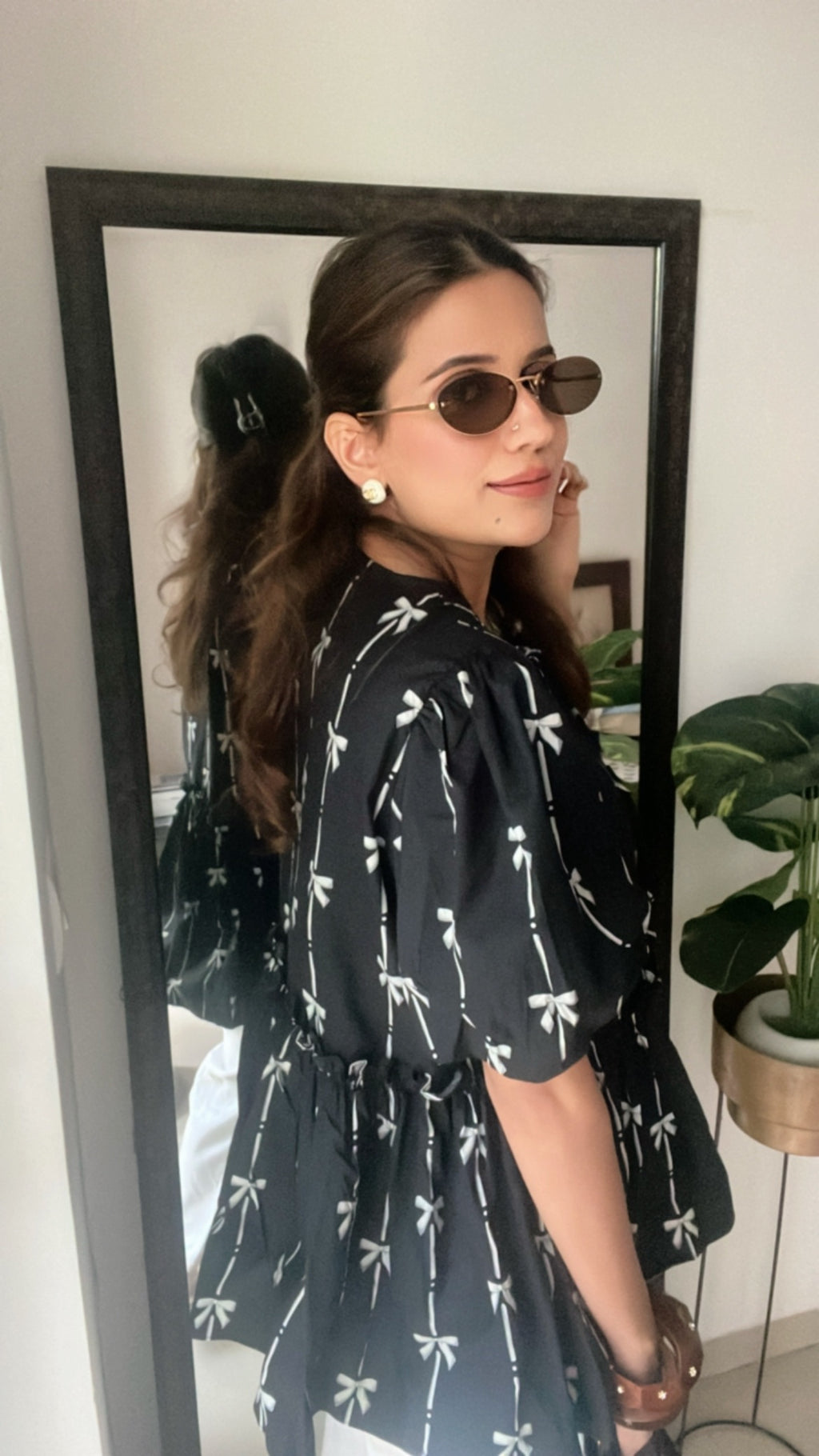 Bow Tie knot Poplin Peplum Top