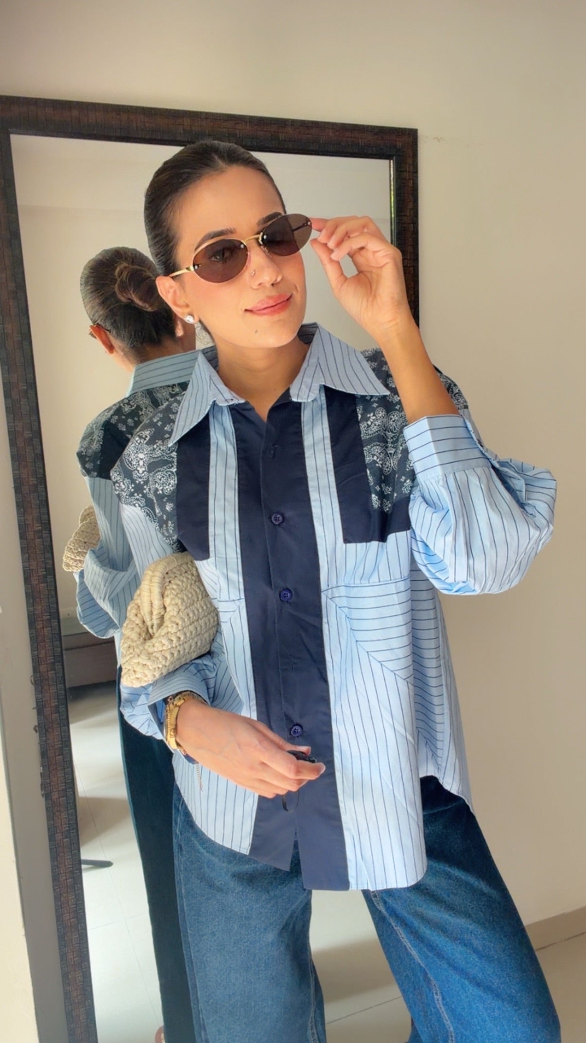 Printed Stripe Poplin Shirt