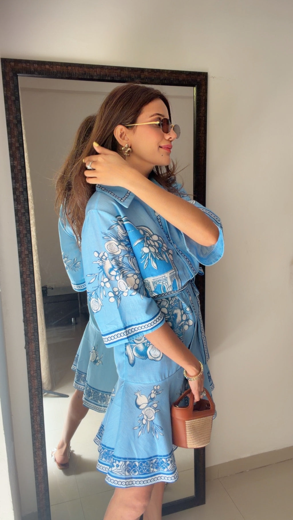 Azure Coastline Printed Tie-Waist Dress