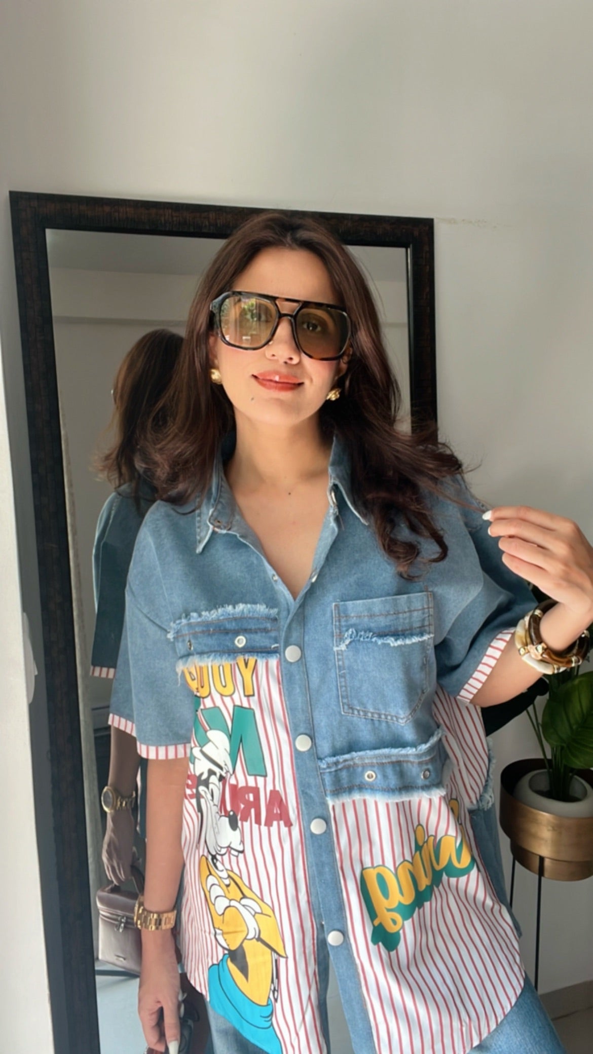 Playful Denim Stripe Shirt