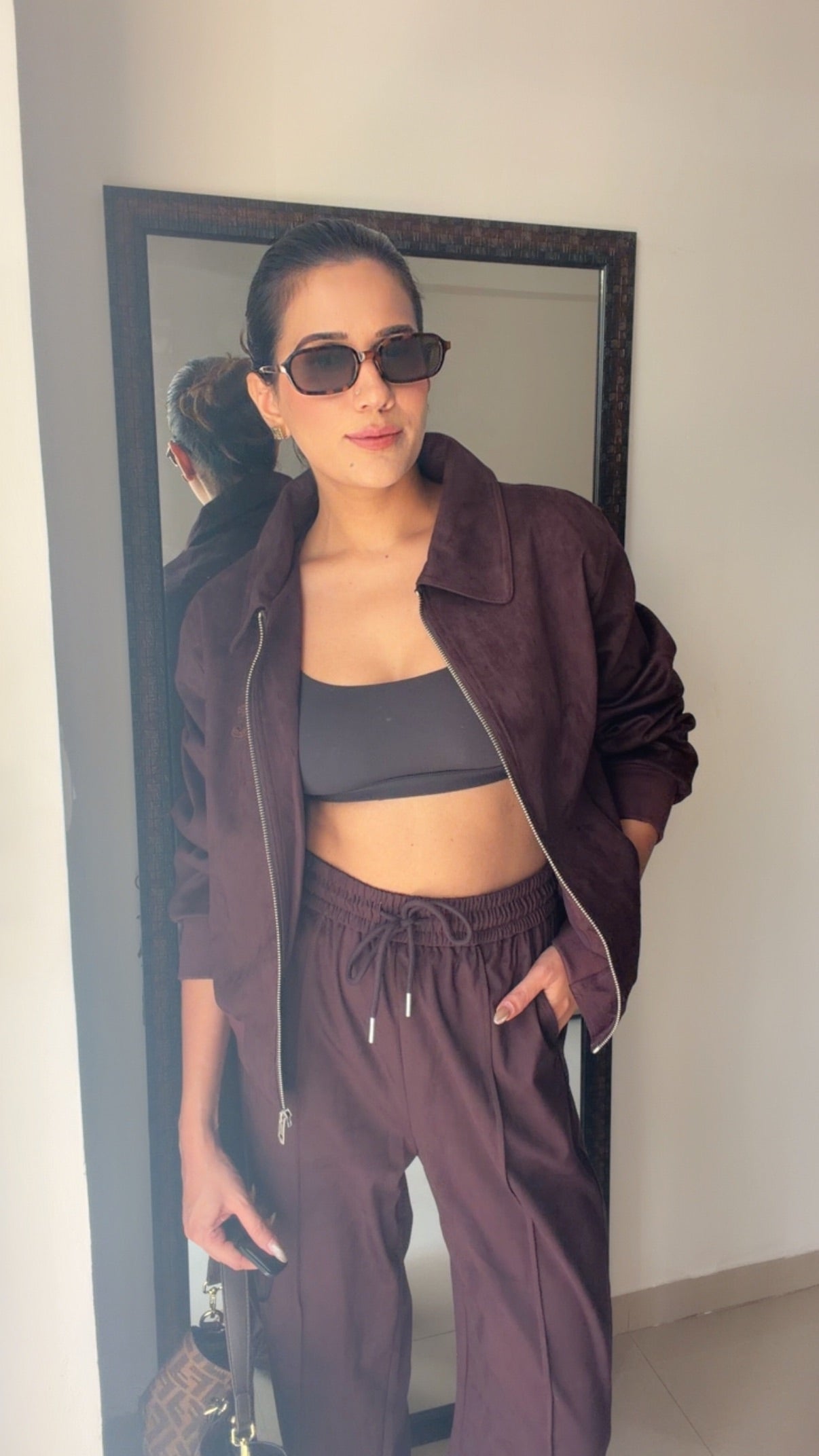 Wine Suede Signature Fall Lounge Set