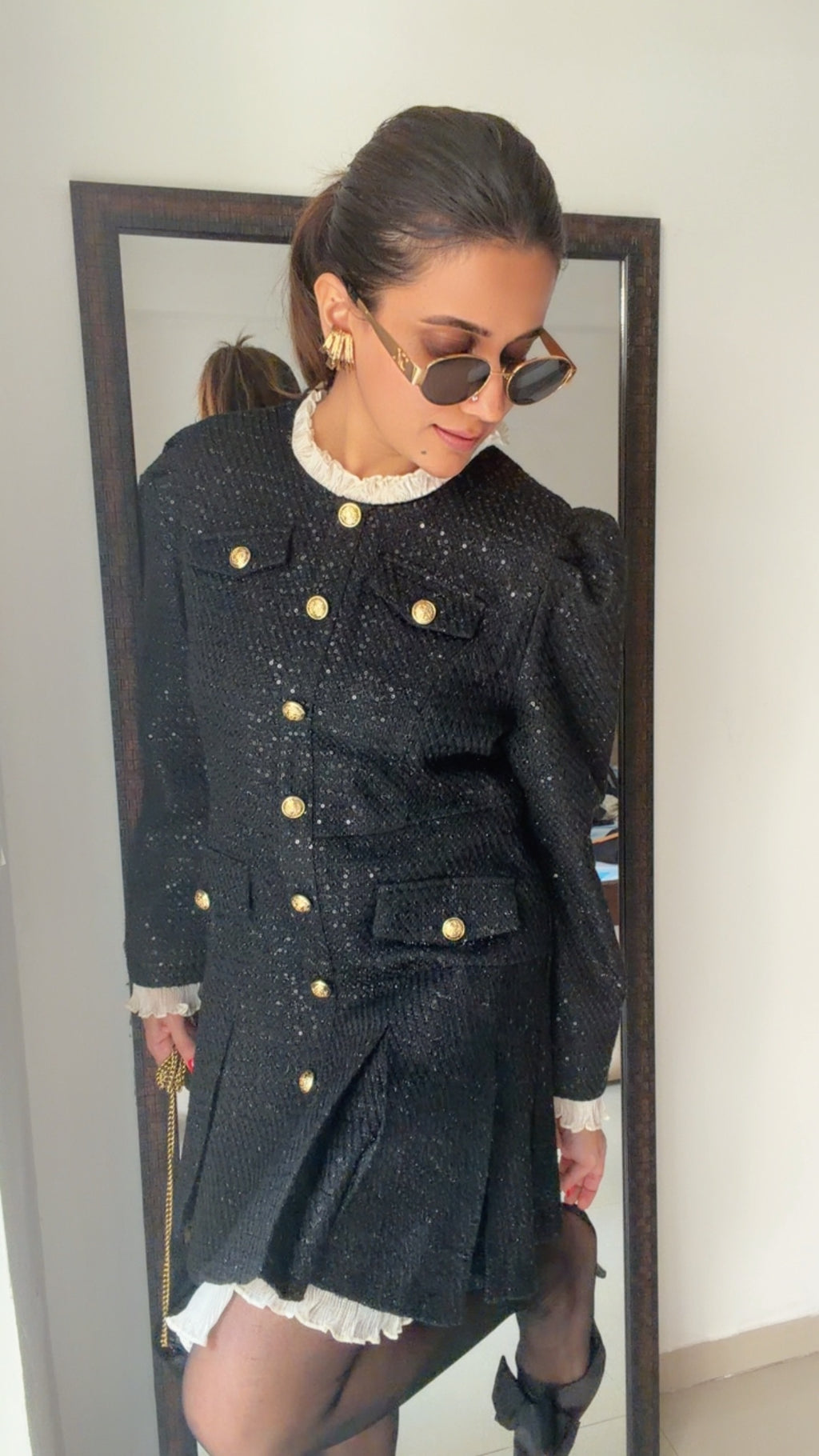 Sequin Embedded Tweed Fall Dress