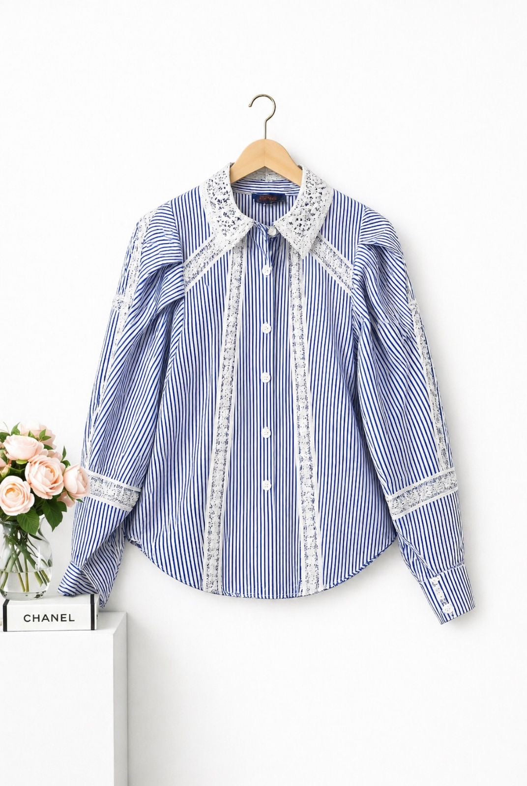Pinstripe Lace Poplin Shirt