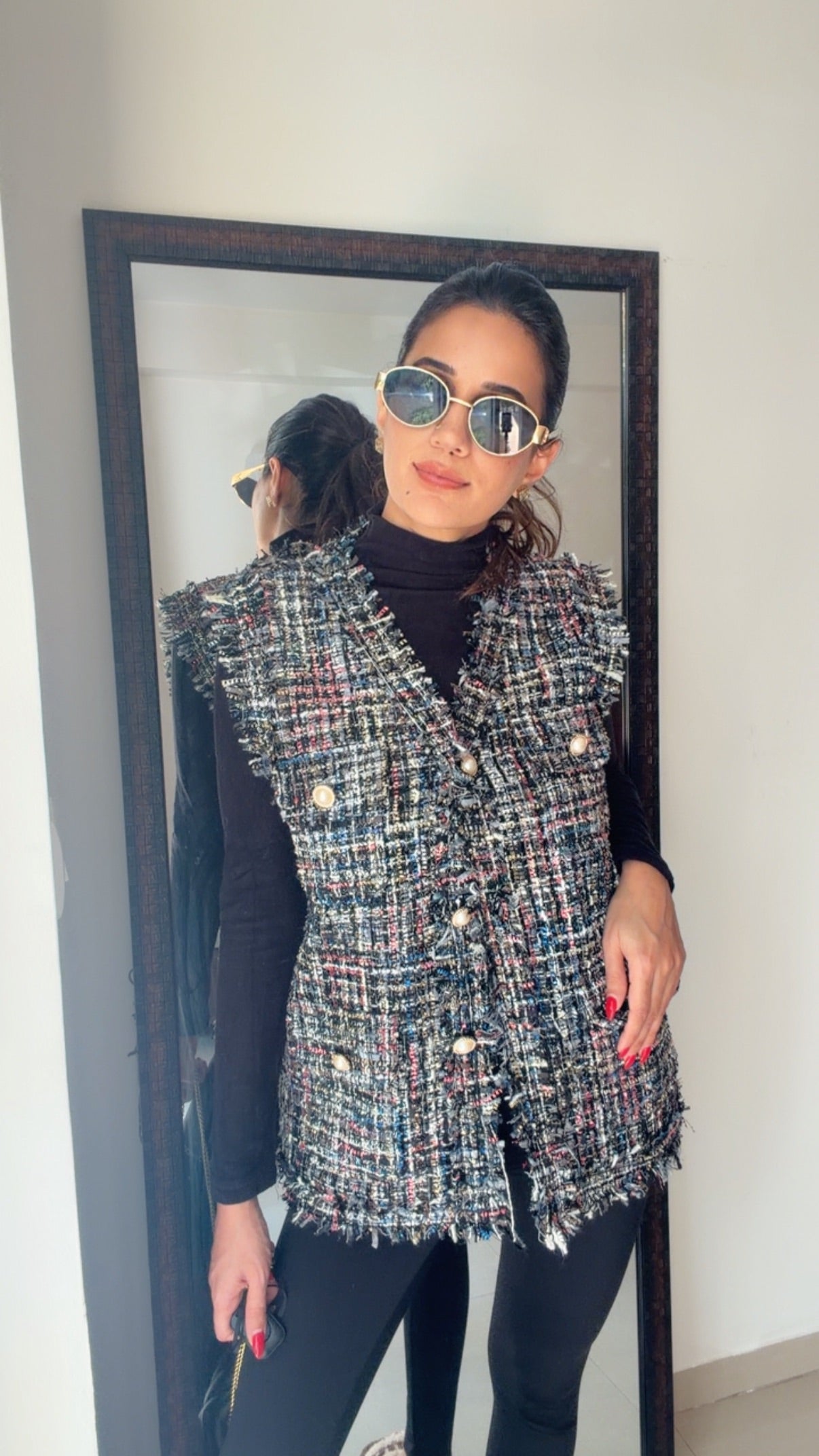 Plaid Tweed Fall Vest