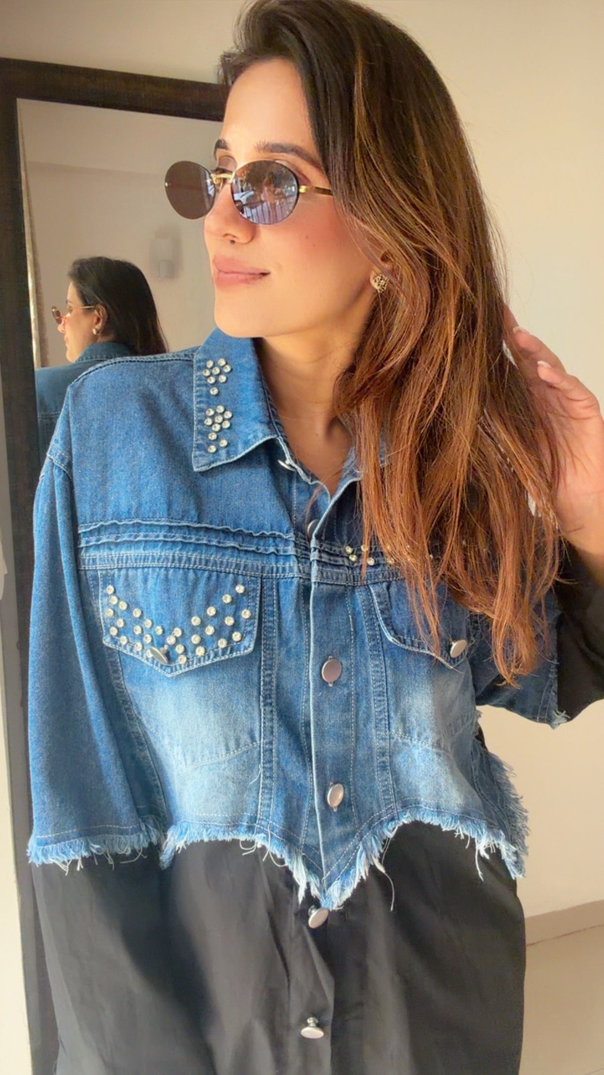 Studded Denim Poplin Shirt