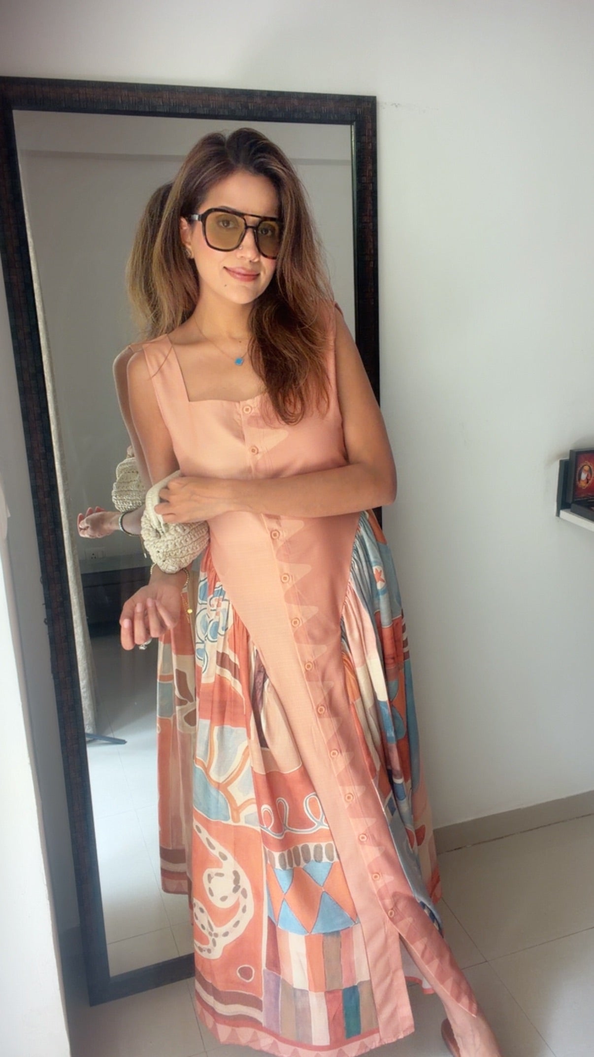 Buttoned Side Pleated Dress