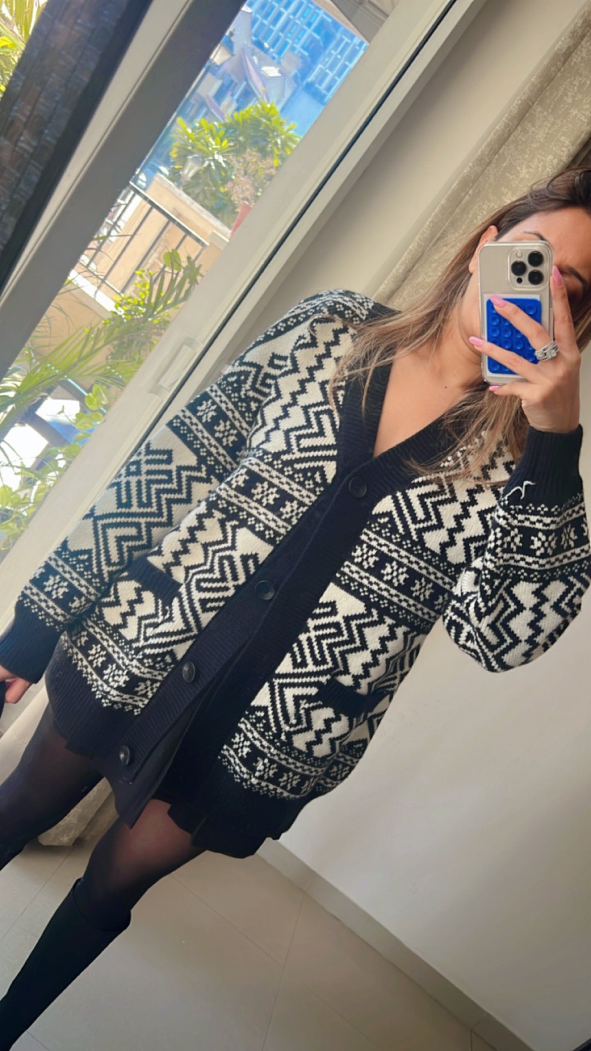 Monochrome Oversized Knit Fall Cardigan