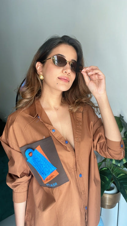 Knit Pocket Poplin Shirt