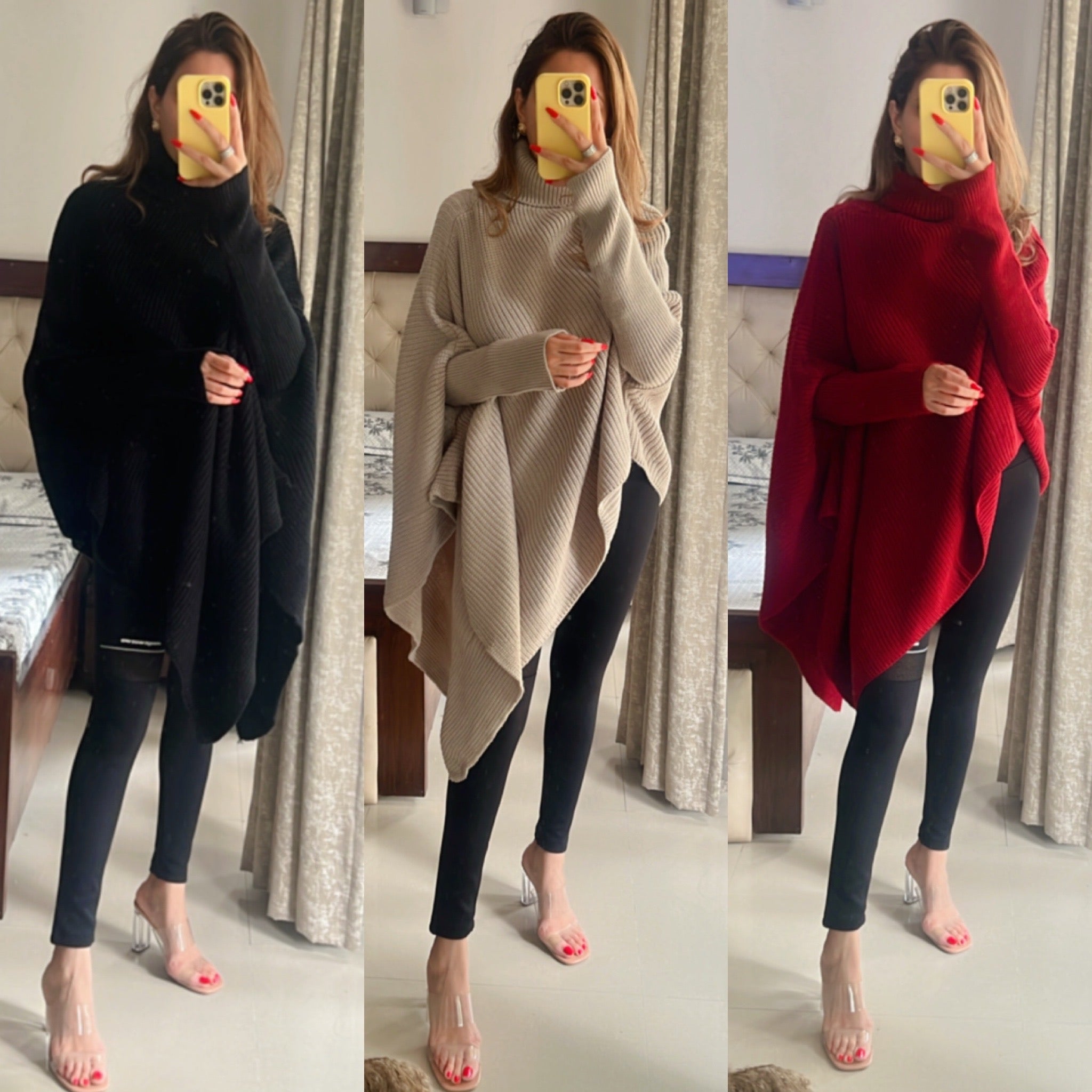 Premium Ribbed Knitted Fall Cape