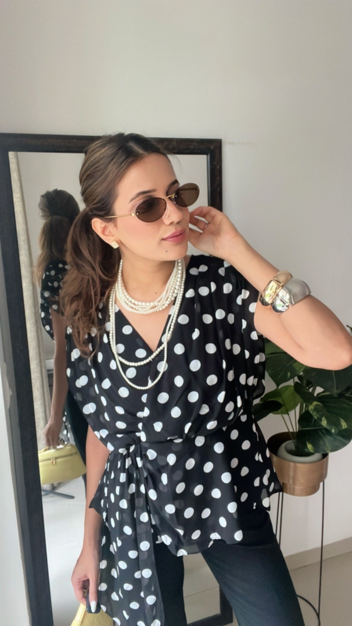 Polka Dot Drape Top
