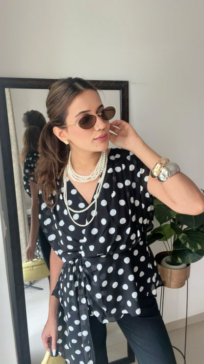 Polka Dot Drape Top