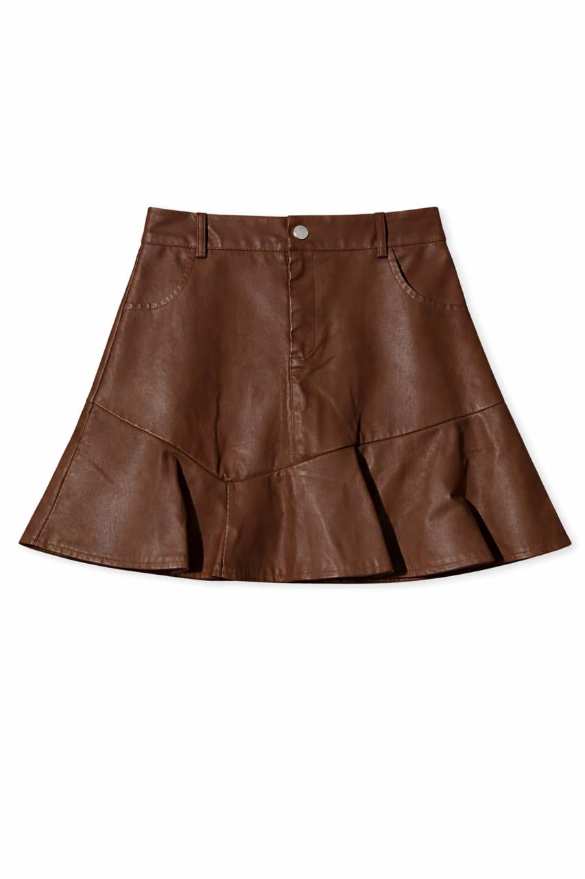 Faux Leather Fall Skirt