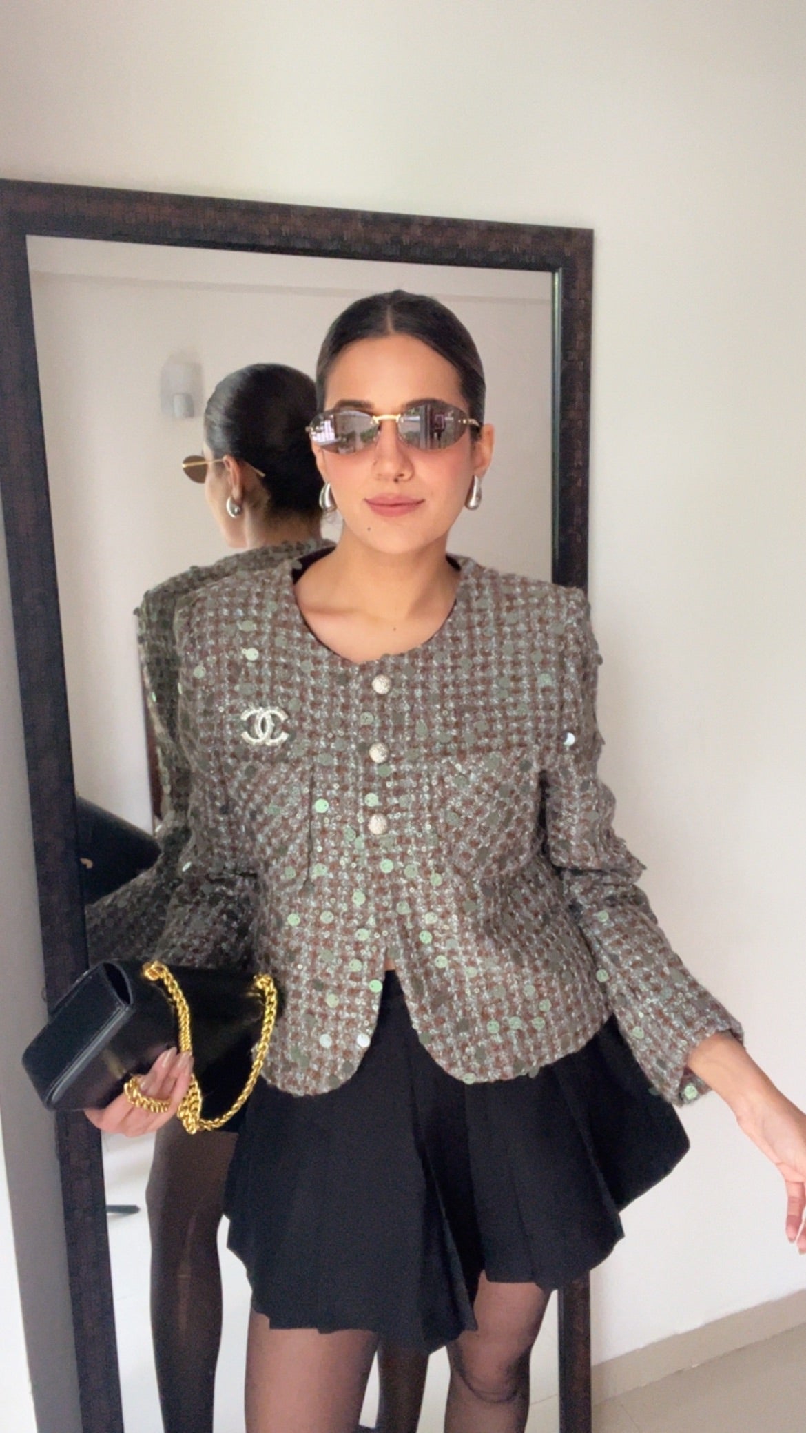 Sequin Embedded Tweed Fall Jacket