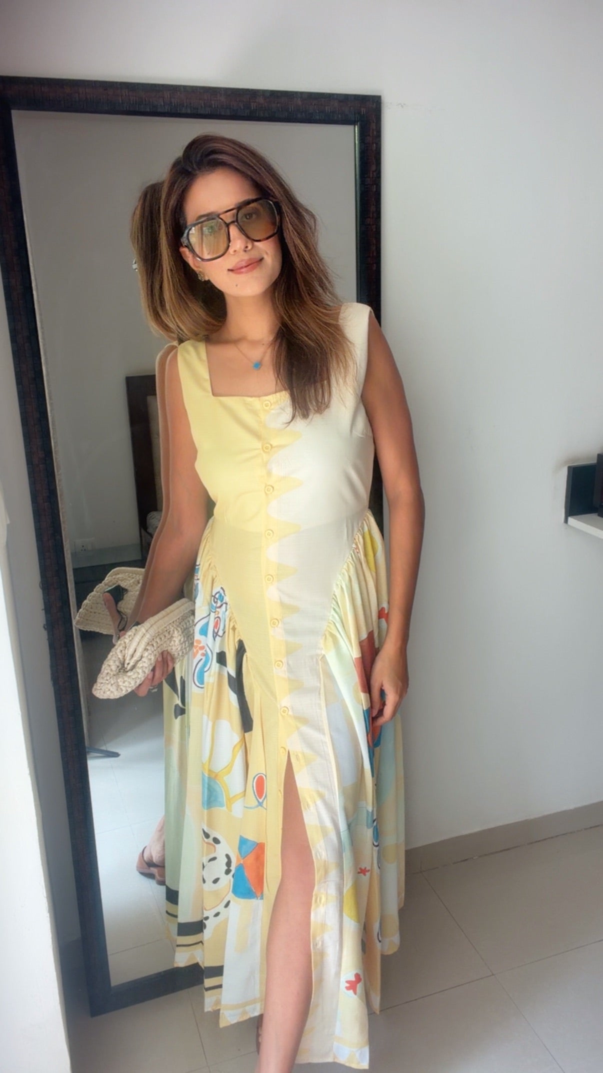 Buttoned Side Pleated Dress