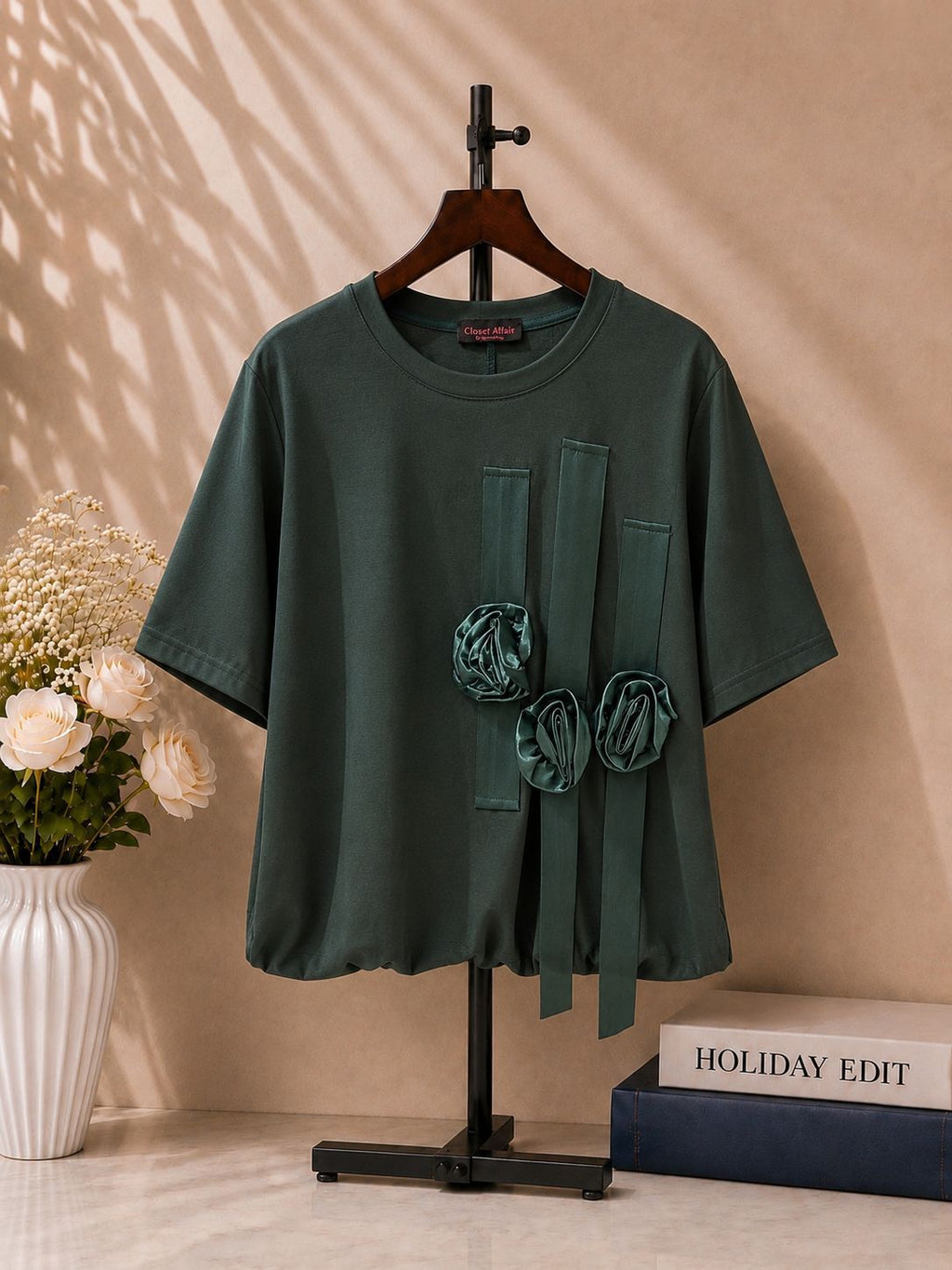 Floral Appliqué Relaxed Fit Top