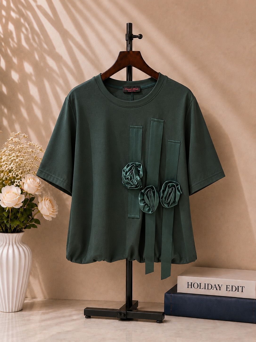 Floral Appliqué Relaxed Fit Top