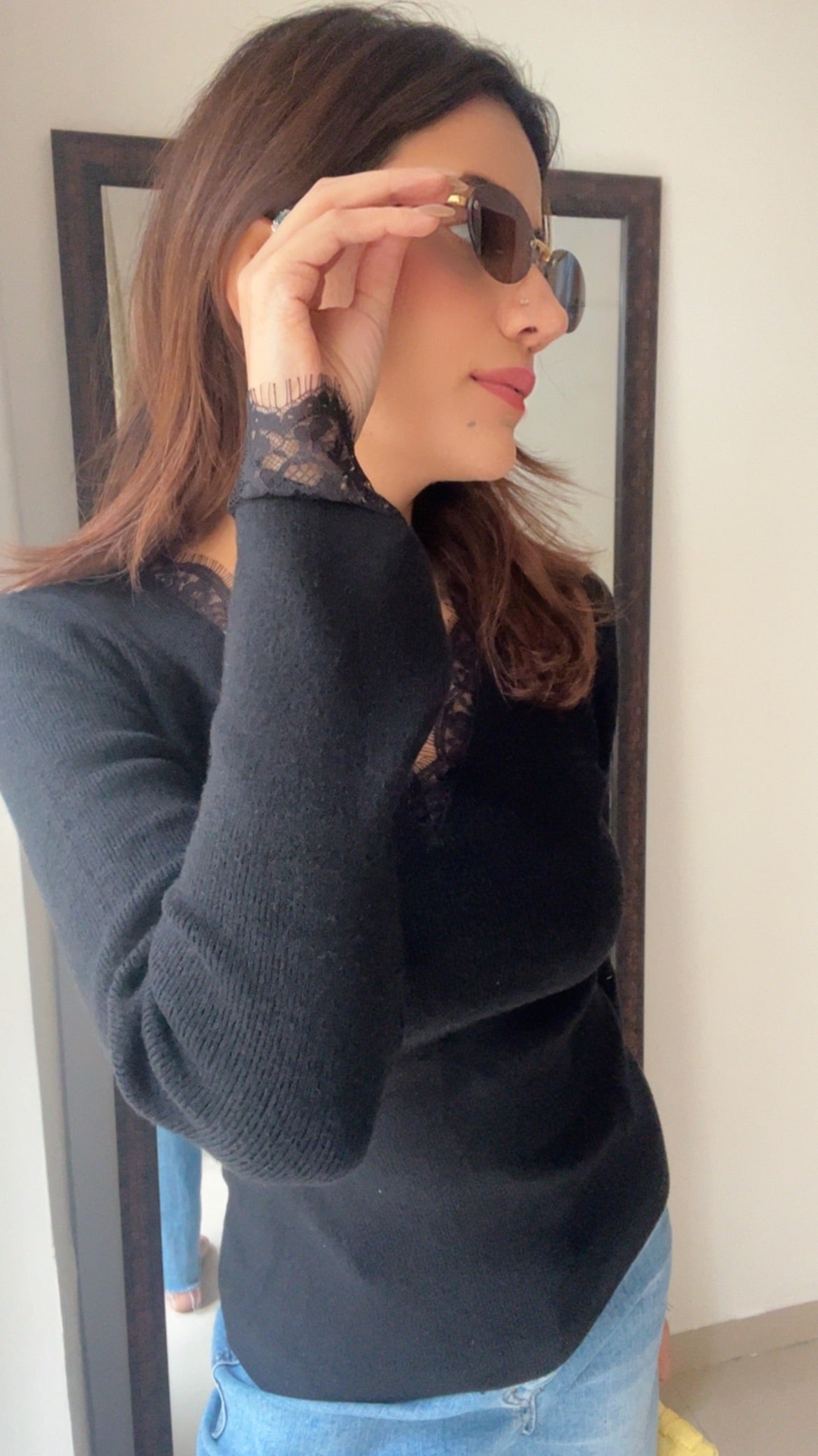 Ribbed Lace Detailed Fall Layered Top