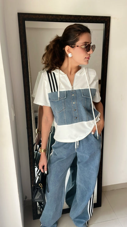 Monochrome Denim Poplin Lounge Set