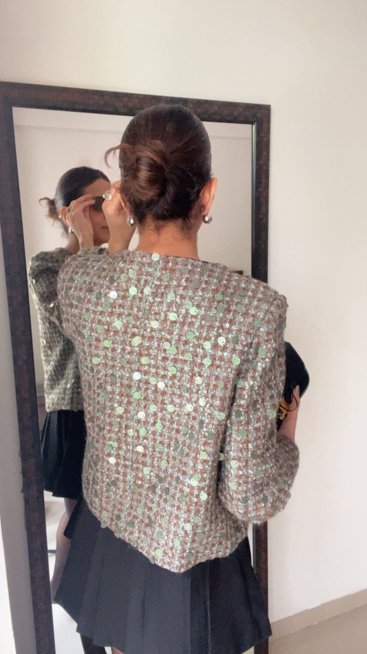 Sequin Embedded Tweed Fall Jacket