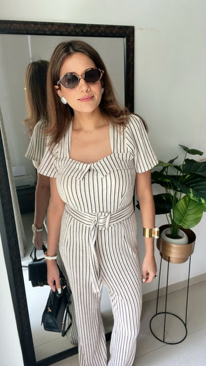 Monochrome Stripe Jumpsuit