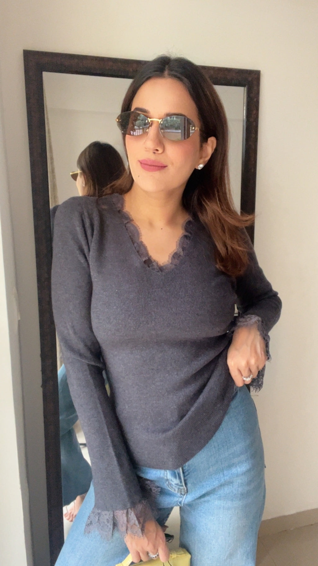 Ribbed Lace Detailed Fall Layered Top