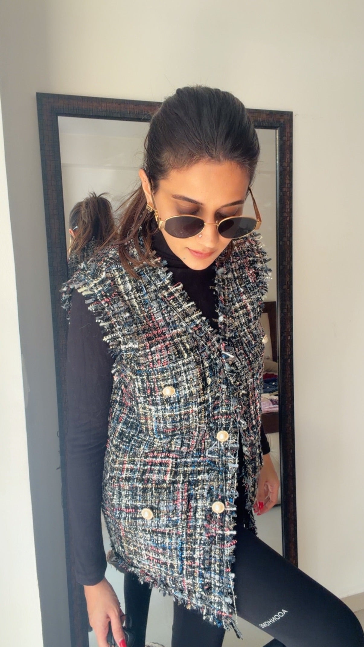 Plaid Tweed Fall Vest