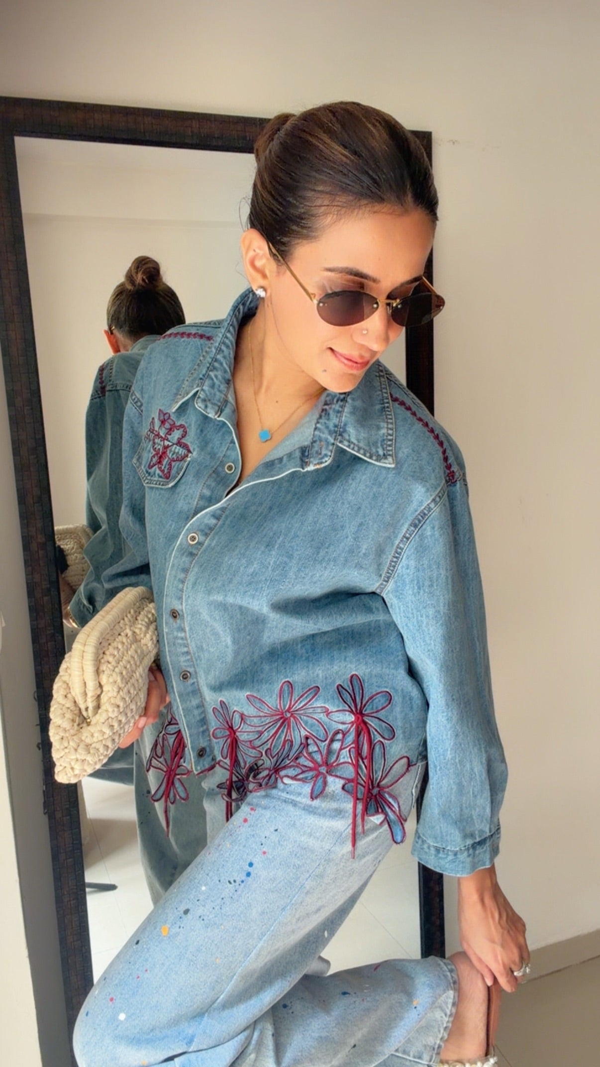 Flora Embroidered Denim Shirt