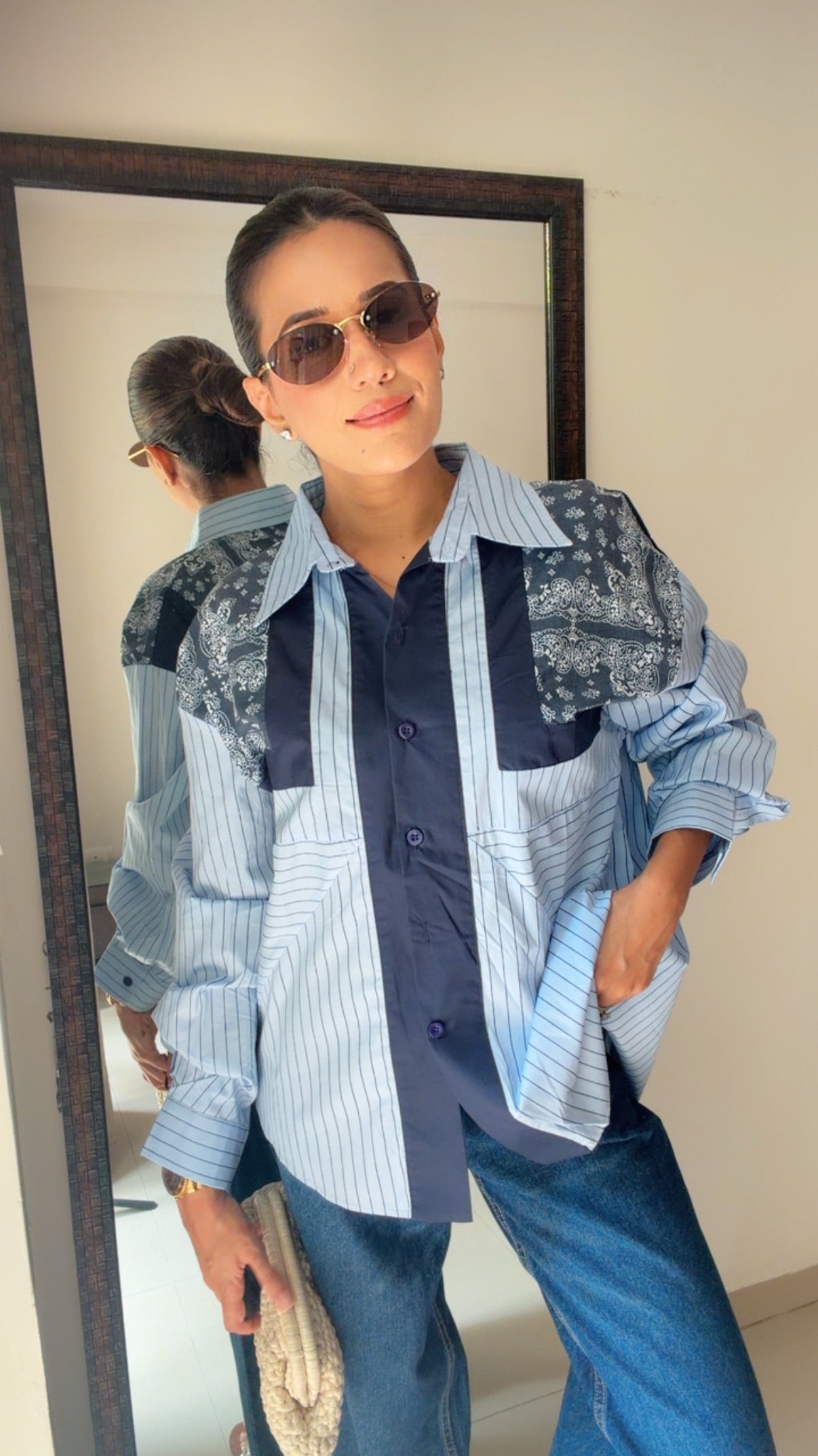 Printed Stripe Poplin Shirt