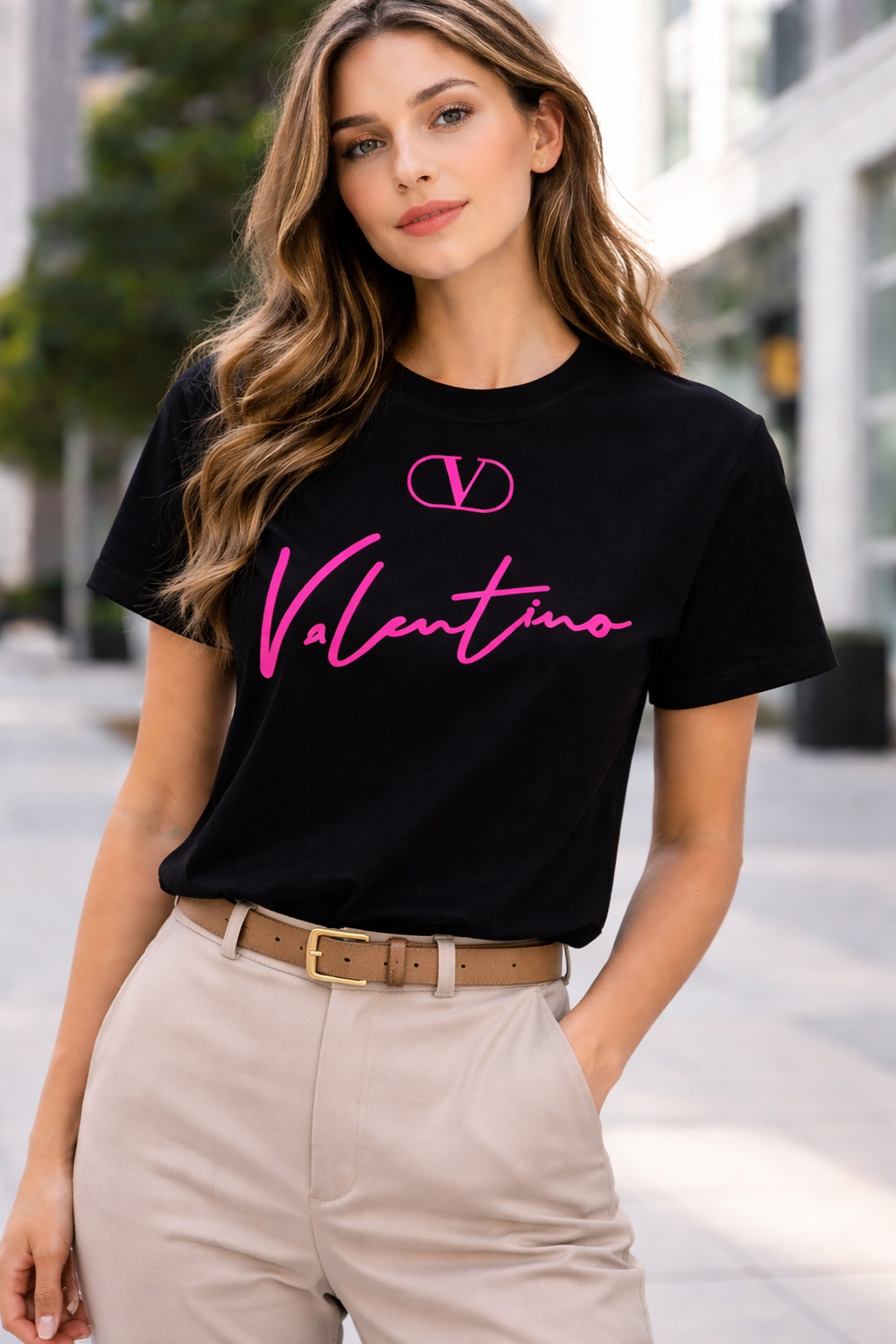 Pink Detailed Round Tee