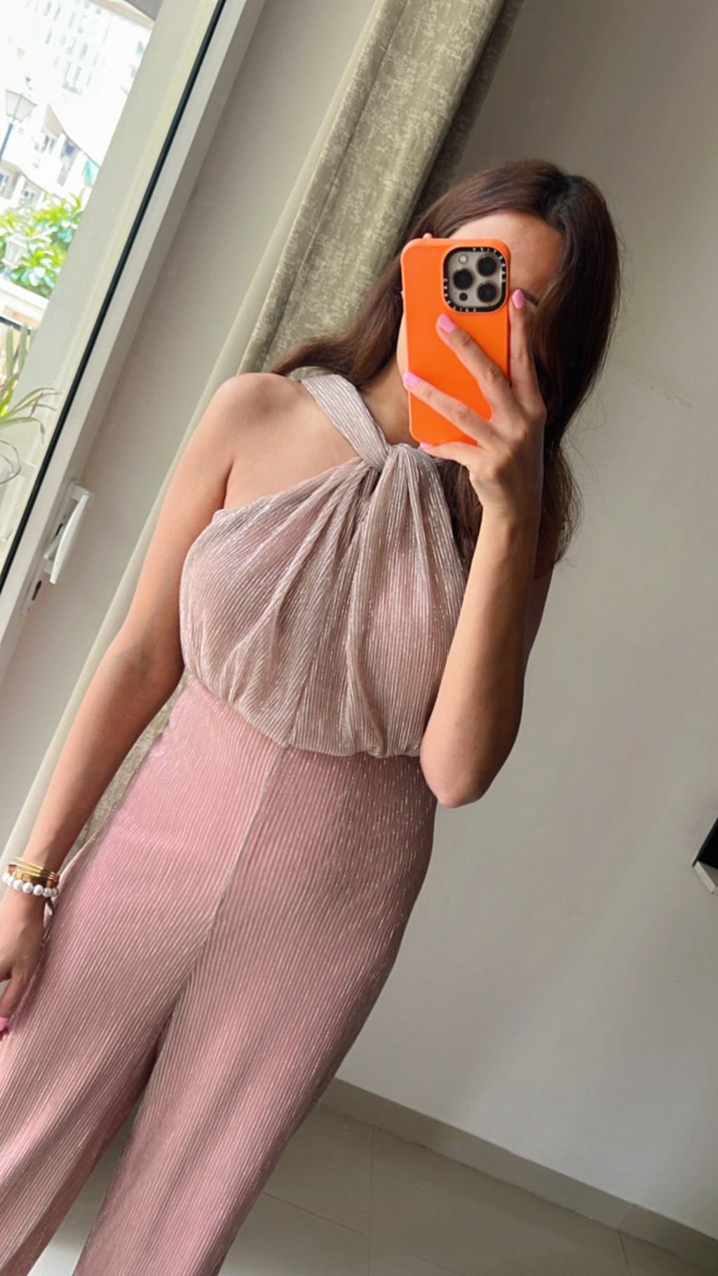 Halter look Pleated Jumpsuit