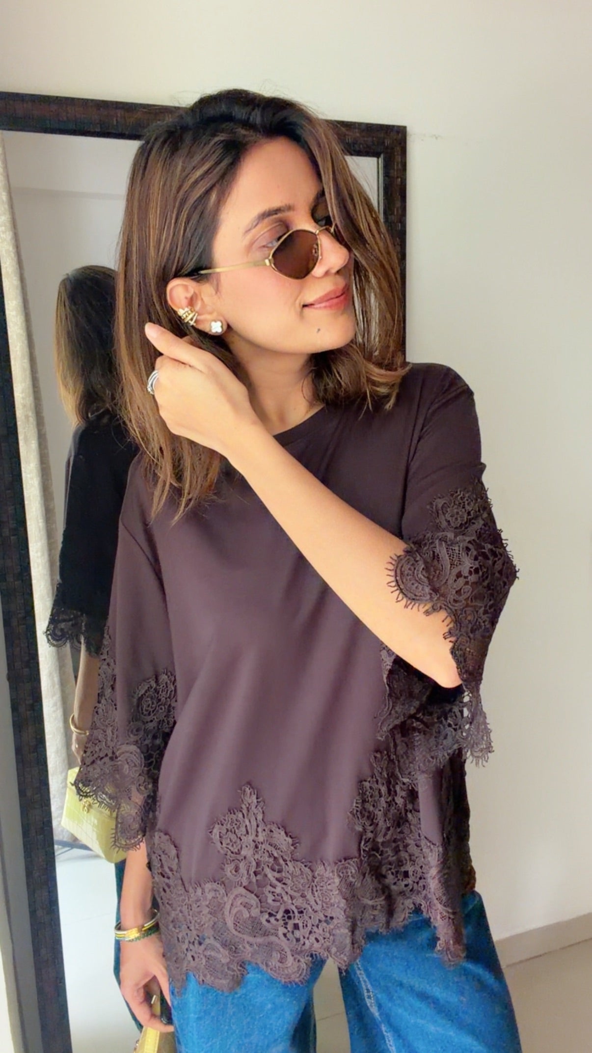 Lace Trim Relaxed Top