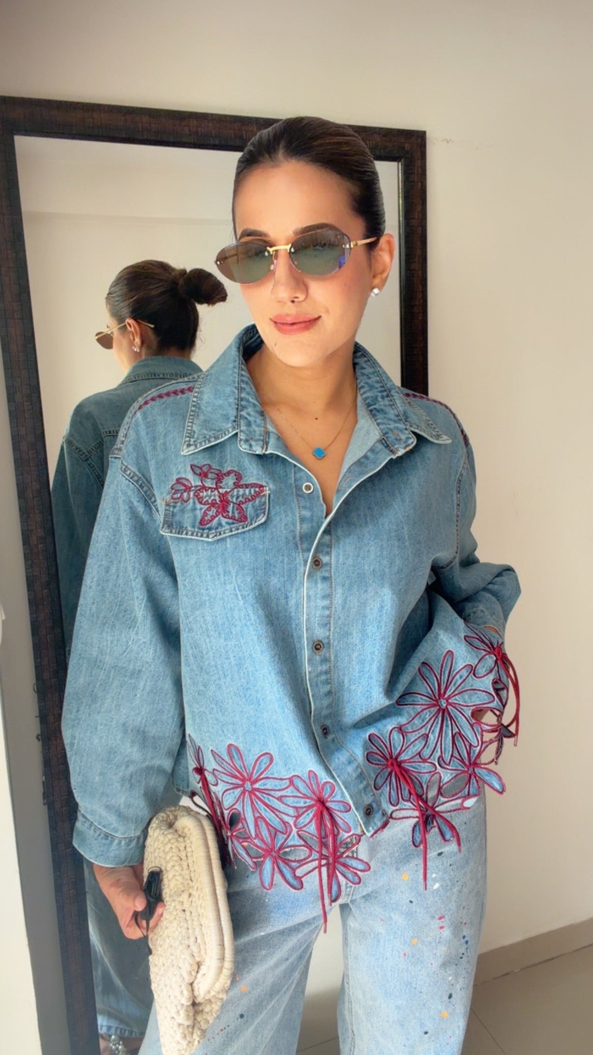 Flora Embroidered Denim Shirt