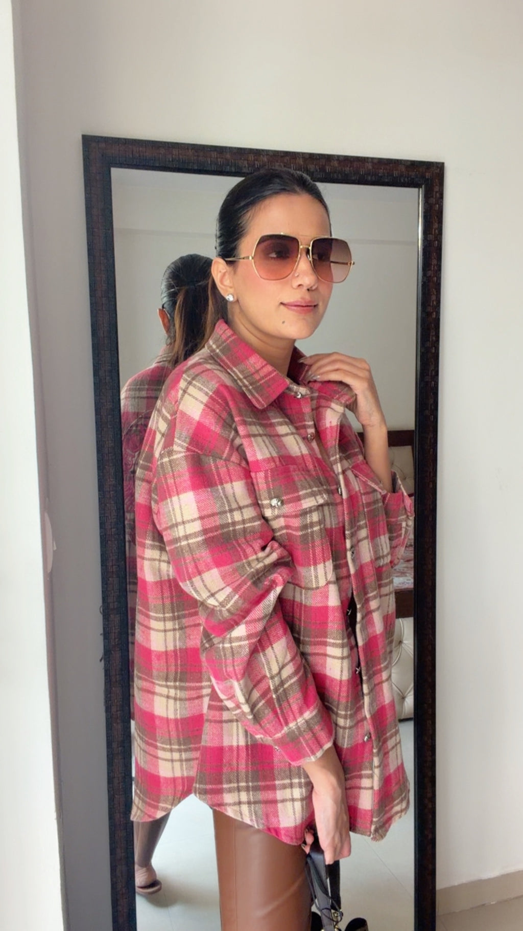 Pink Plaid Fall Shacket