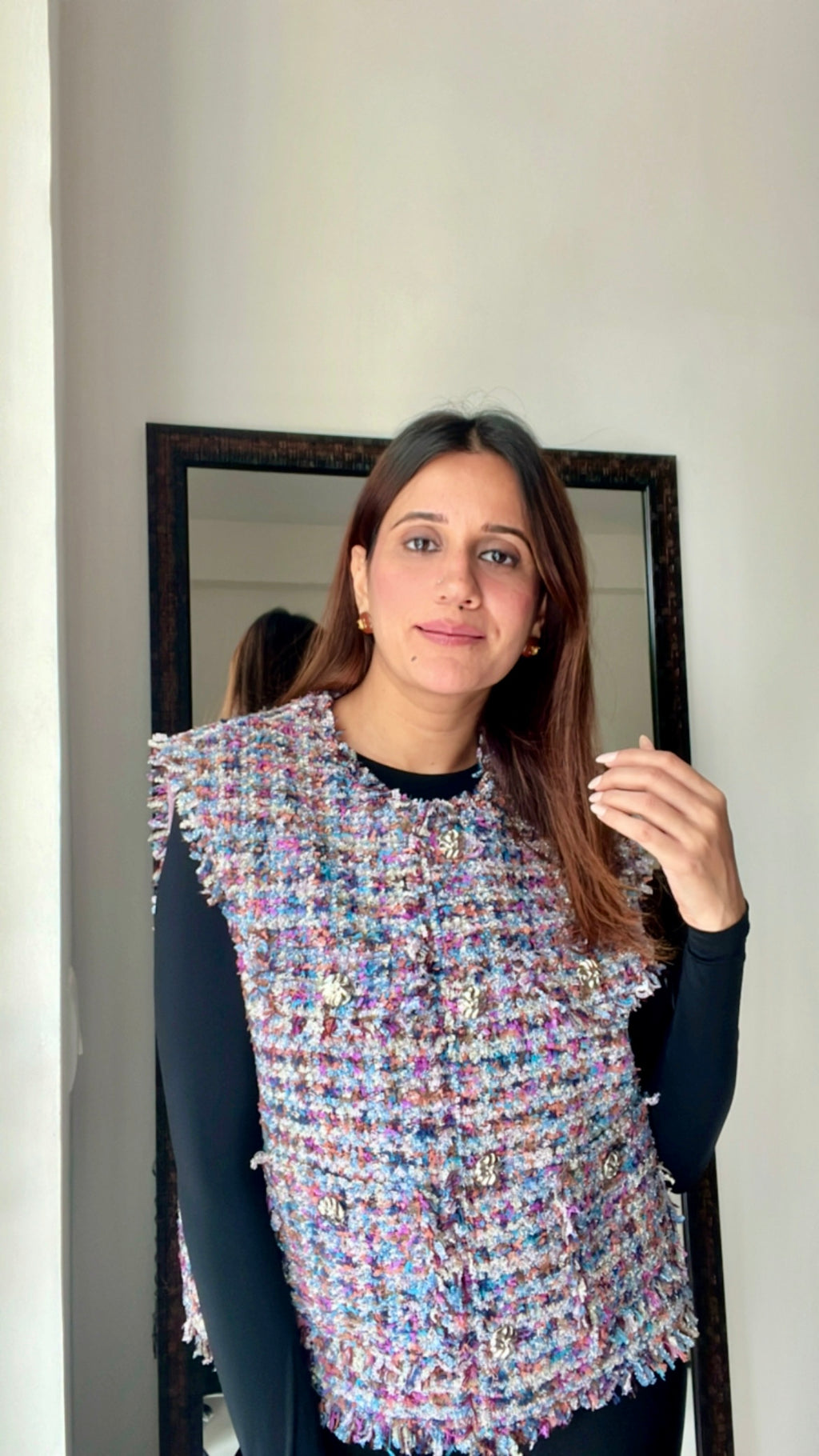 Multi Color Tweed Fall Vest