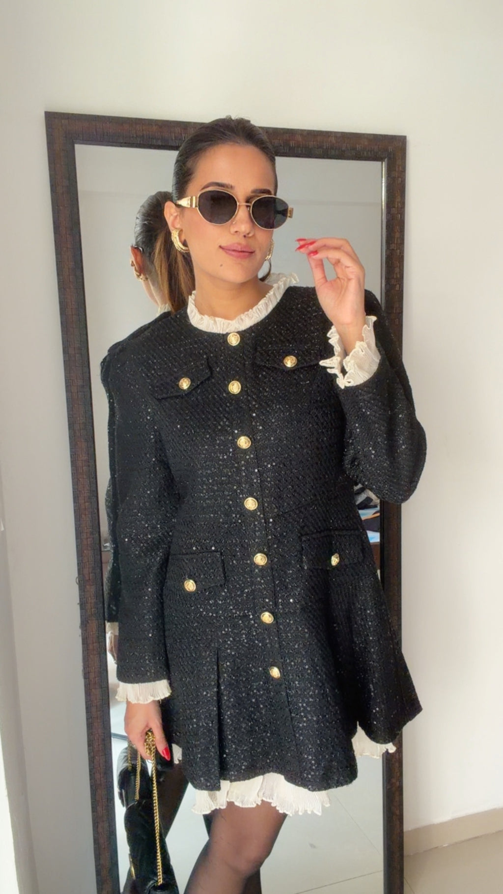 Sequin Embedded Tweed Fall Dress