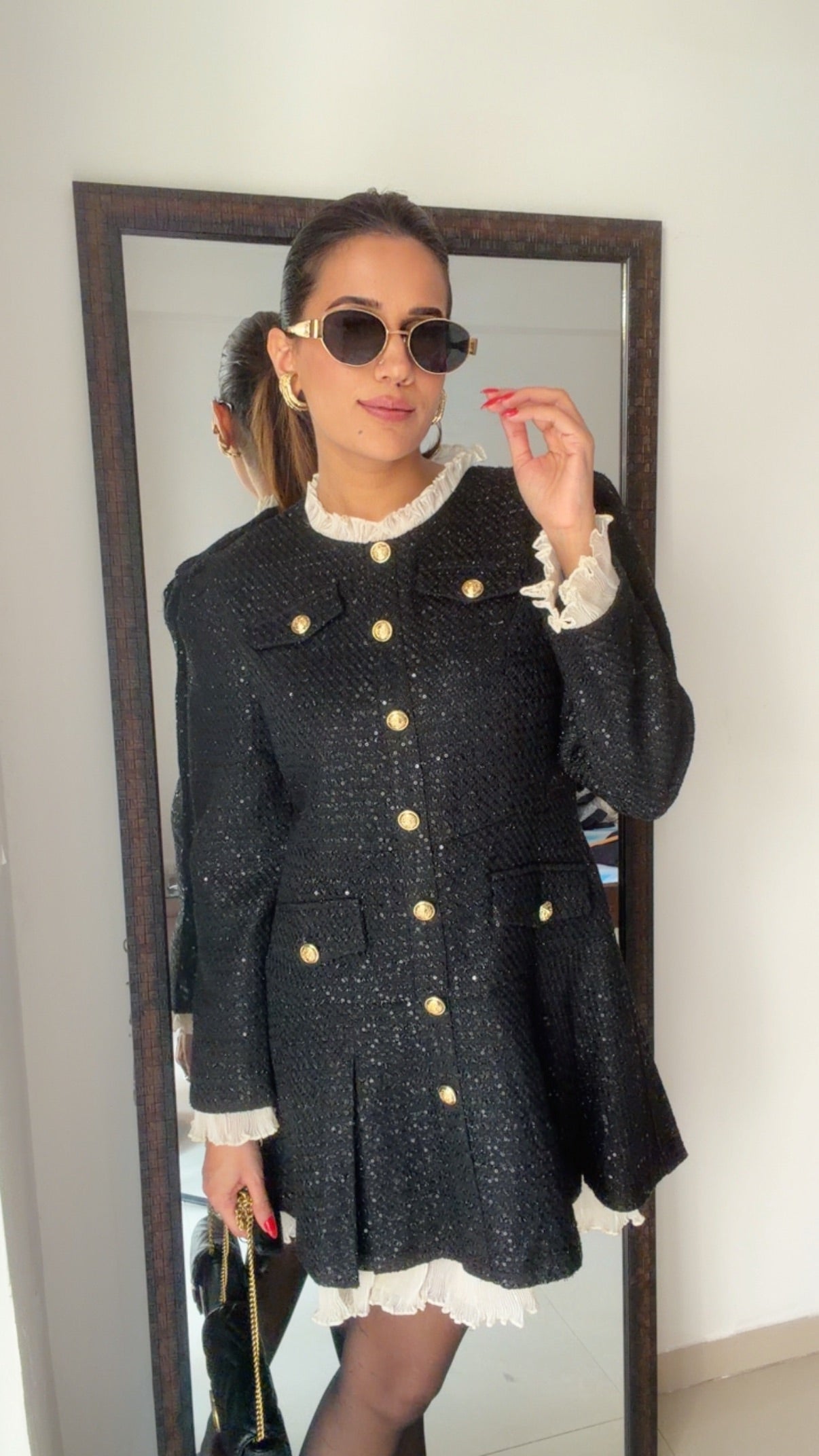 Sequin Embedded Tweed Fall Dress