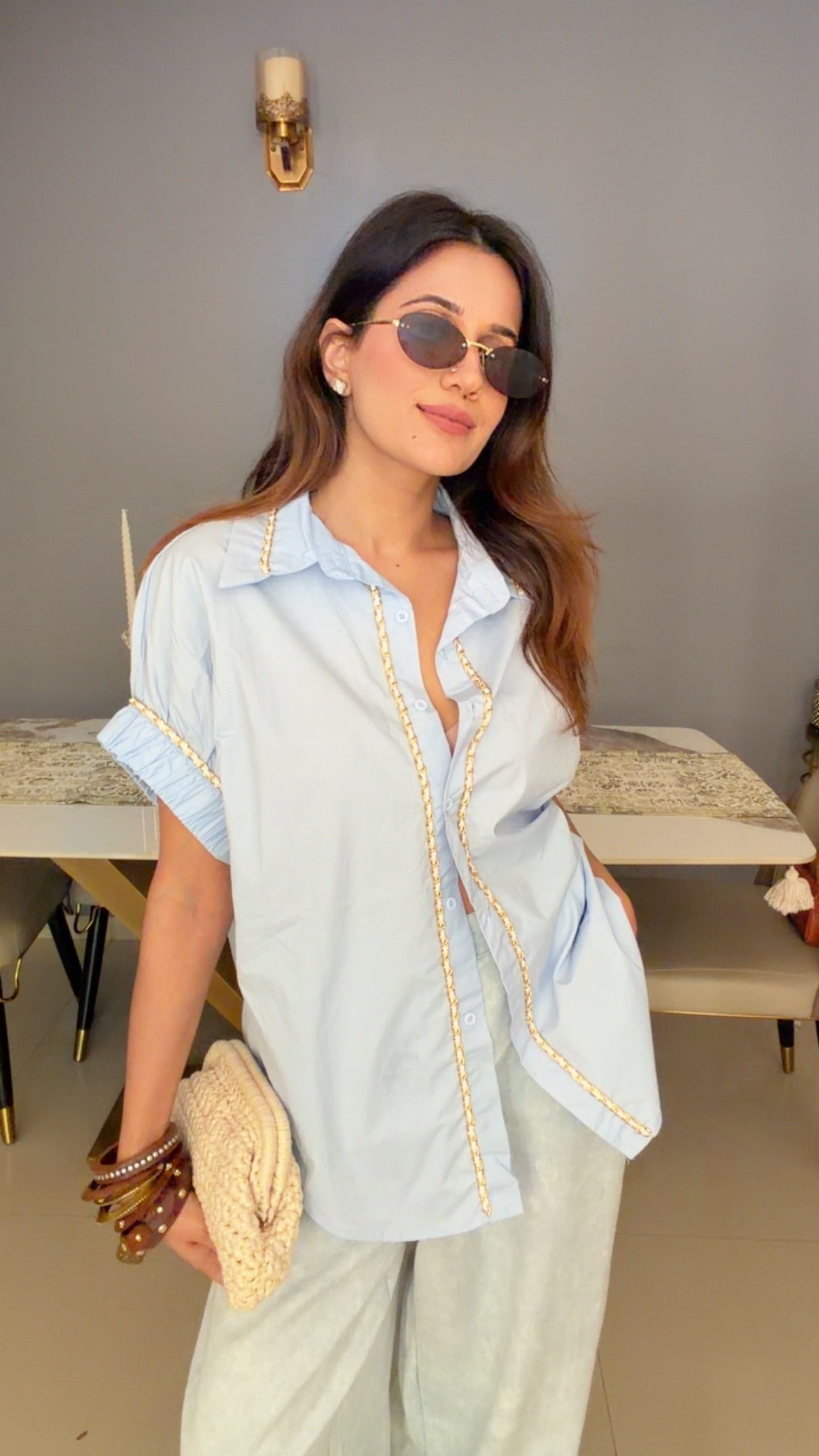 Braided Poplin Shirt