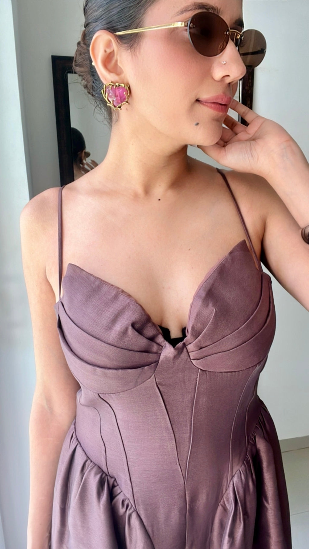 Mocha Rose Midi Dress