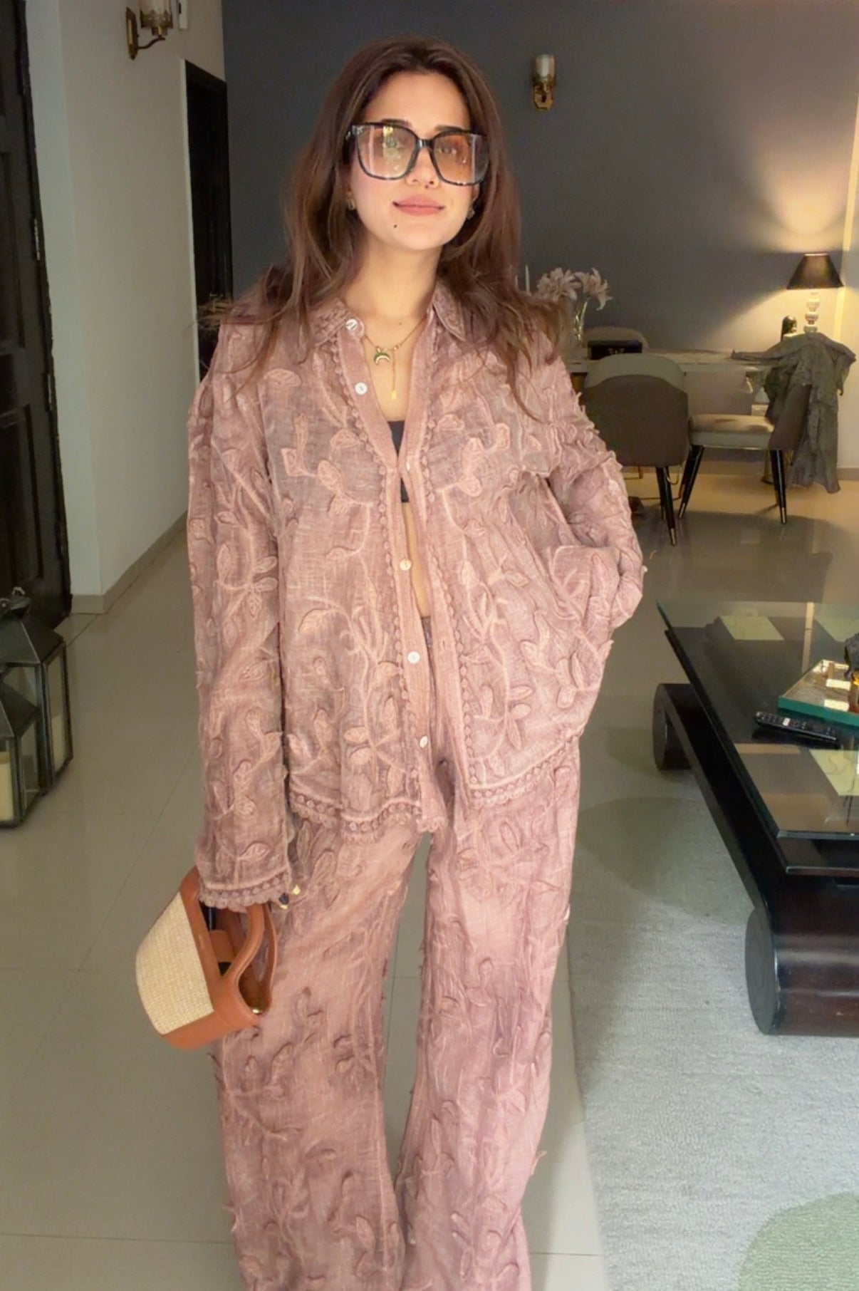 Dusty Rose Embroidered Set