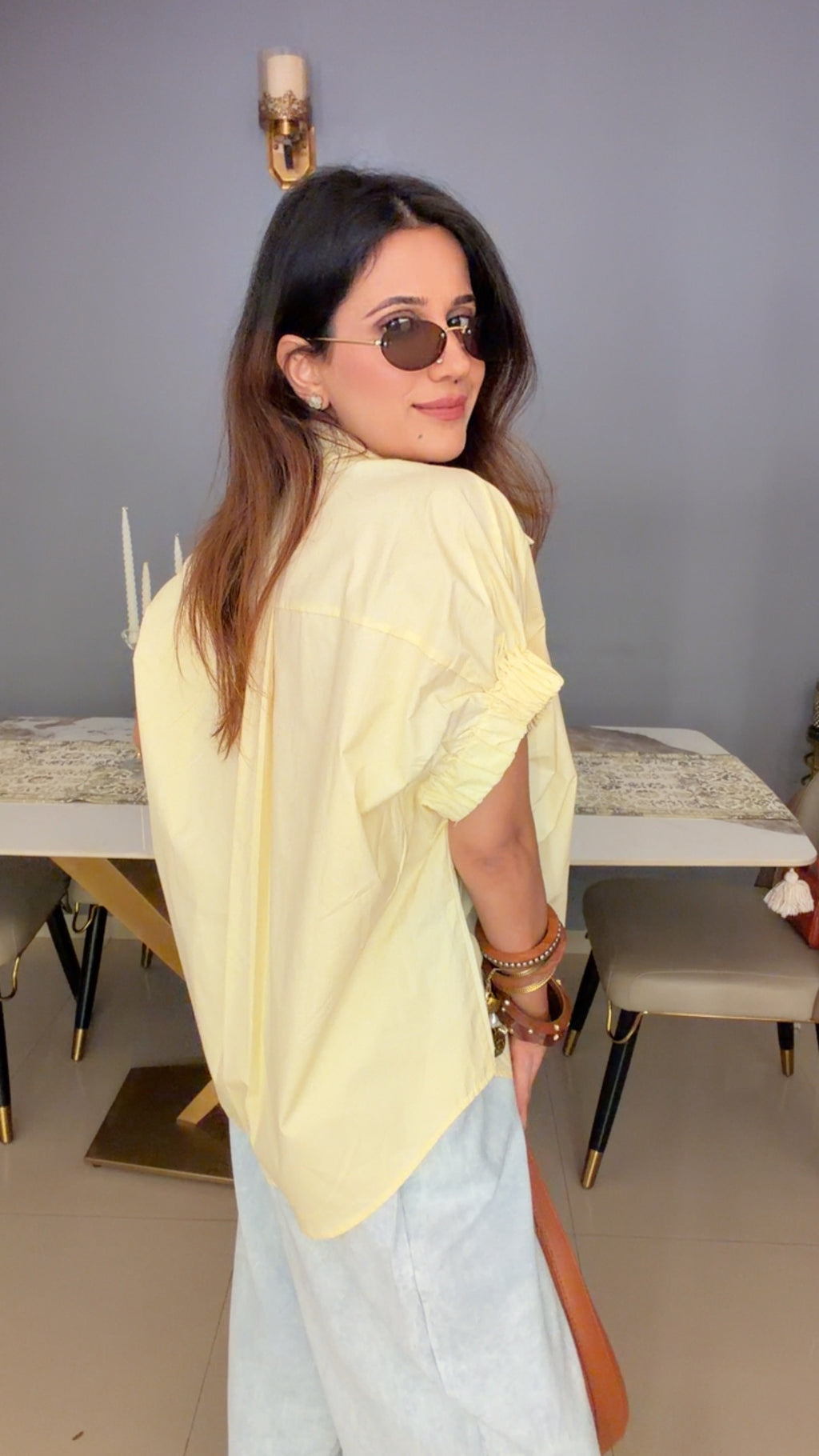 Statement Detail Ruched Sleeve Poplin Shirt
