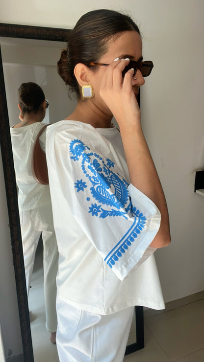 Embroidered Poplin Tee Top